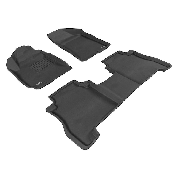 3D Maxpider Kagu 1st & 2 Row Floor Mat for 2010-2012 Hyundai Santa FE - Black L1HY04001509 - main